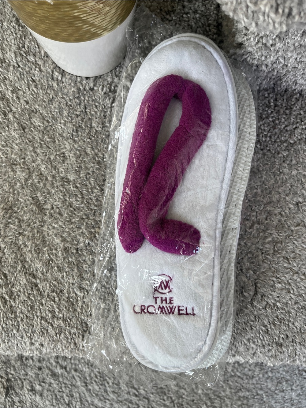 Women's White Spa Slippers with Deep Pink Strap
